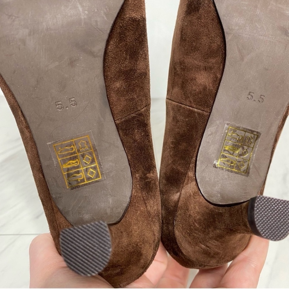 Jeffrey Campbell Linnae Brown Suede Ornament Heel Pump 5 1/2